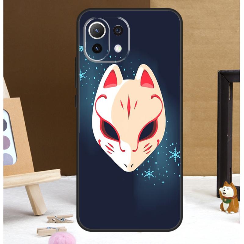 Japanese Kitsune Fox Mask Case For Xiaomi 14 Ultra 13 11T 12T 13T Pro 12 Lite POCO X6 Pro X3 X4 X5 M5s M6 F3 F5 Cover