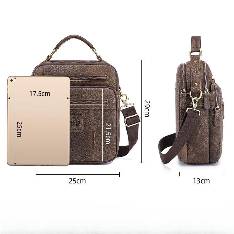 Cowhide Single-shoulder Bag, Retro Genuine Leather Crossbody Bag, Large-capacity Men's Handbag