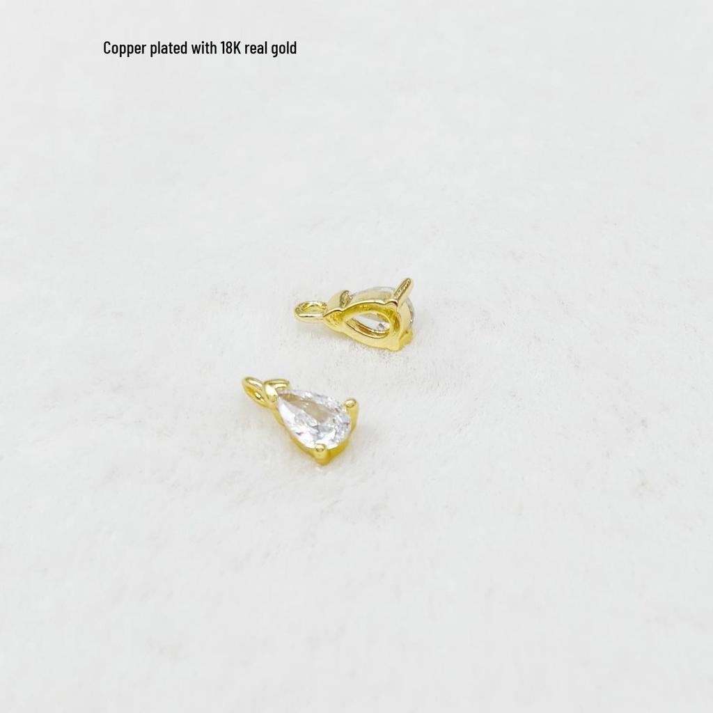 Mini Zirconia Water Drop Pendant Copper Plated 18K Gold Necklace/Earrings/Bracelet DIY Accessories