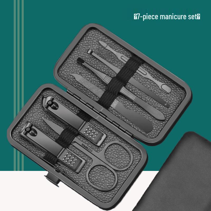 

Набор для маникюра из 18 предметов, черный, портативный, с косыми кусачками для ногтей