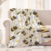 Cute Bee and Flower Blanket 50X60 in, Flannel Throw Blankets for Travel Camping Sofa Living Room Decor, Lightweight Cozy Soft Fu