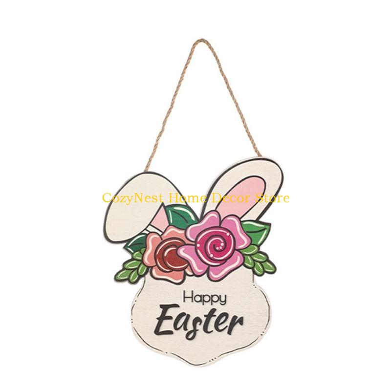 92MF Artificial Wreath for Front Door Easter Decorative Floral Door Hanging Wreath Welcome Sign Wall Window Home Decorations