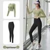 Autumn Quick-Dry Yoga Suit with Chest Pads - Seamless Slimming Long Sleeve Top for Women