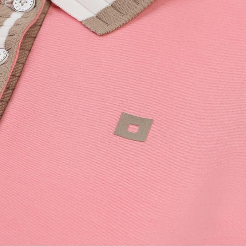 ONOFF Women S KniT Collar PoinT Solid T ShirT Pink Of9053lb