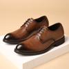 Retro-Herrenlederschuhe im Hongkong-Stil, handgekratzt, formell, Business, Herrenschuhe im britischen Stil mit spitzer Zehenpartie, innenliegender Höhenabsatz, trendige Herrenlederschuhe