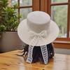 Hat Women's Versatile Lace Strap Bow Flat Top Straw Hat Summer Travel Shade Sunscreen Big Eaves Top Hat