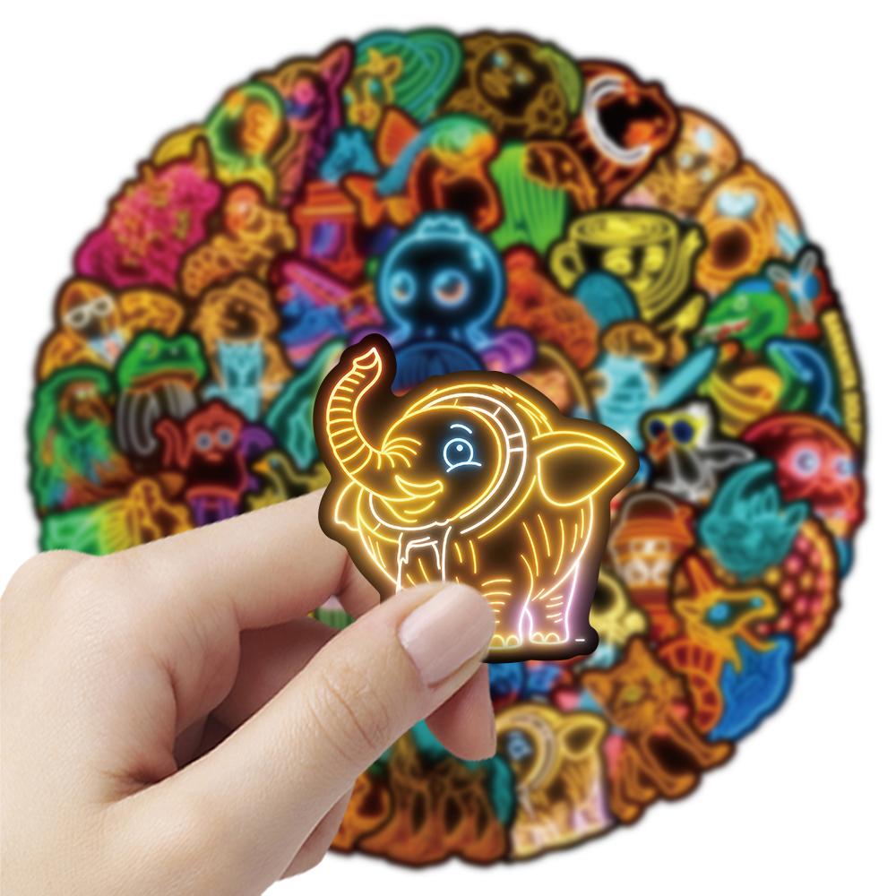 10/30/52pcs Neon Italian Brainrot Animals Stickers Tung Tung Sahur Cartoon Decals DIY Journal Notebook Abstract Graffiti Sticker