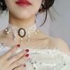 Gothic Black Lace Necklace For Women Girl Boho Crystal Pearl Sexy Lace Choker Punk Dark Lolita Style Halloween Jewelry
