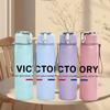 1PC Victory Simple Letter Typography 750ml Color Plastic Sports Water Bottle Leakproof Flip Straw Lid Suitable for Sports Office Home Use