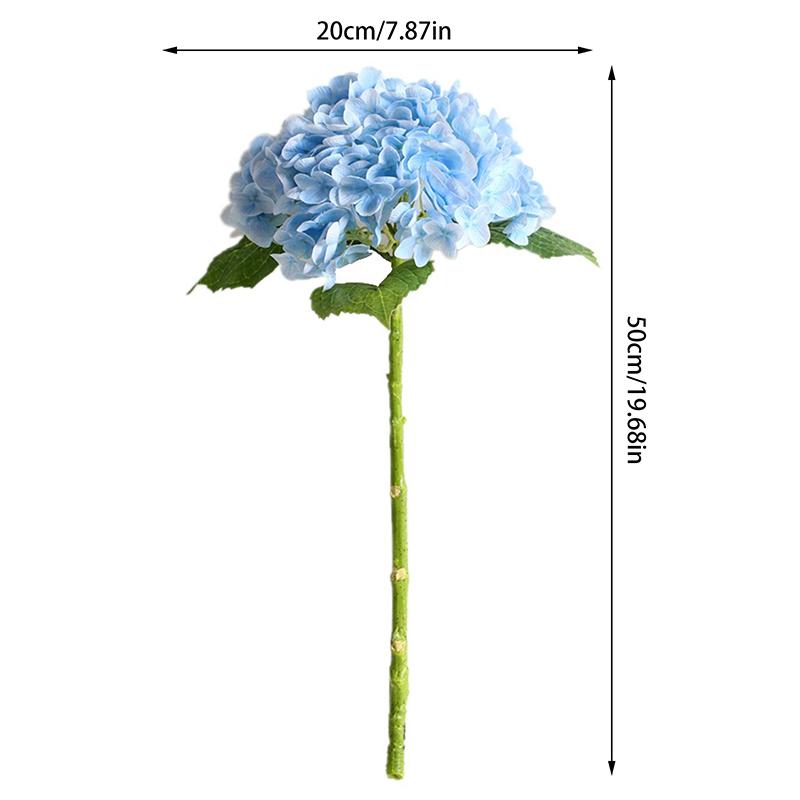 Blue Artificial Hydrangea Flowers Real Touch Green Artificial Hydrangea Branches Decoration Wedding Bouquet Flower Arrangement