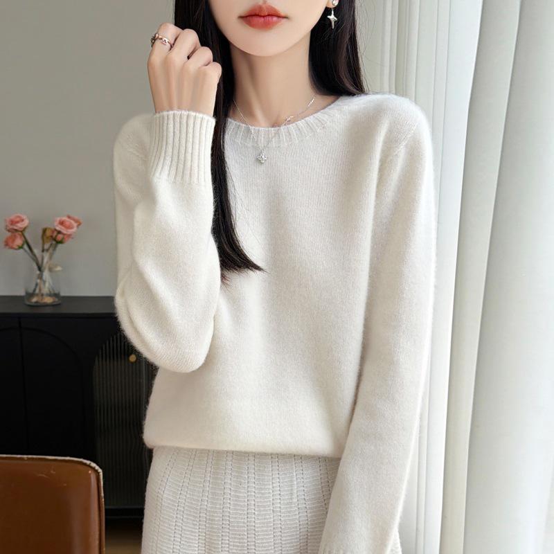 2026 A/W Pure Wool Thick Round Neck Solid Sweater