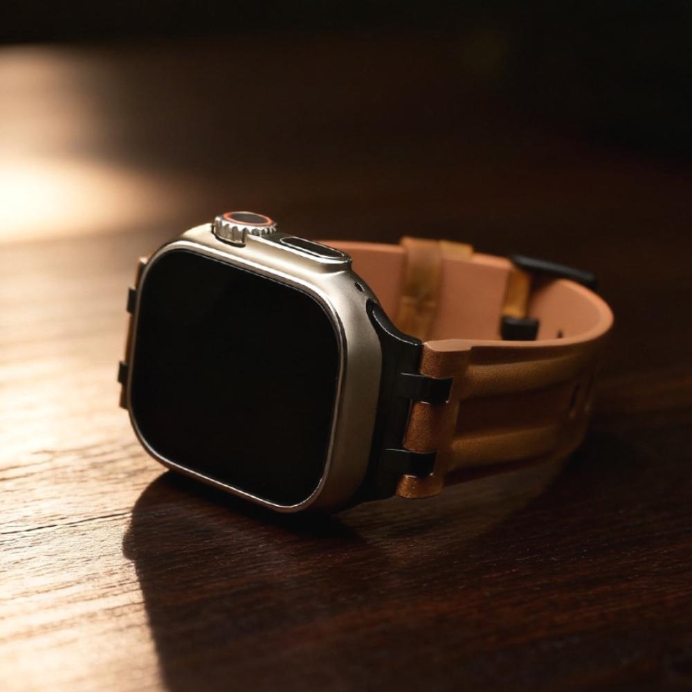 Leather Watch Band for Apple Watch Strap 49mm 46mm 45mm 44mm Luxury Man Bracelet for iWatch Ultra 3 Series 11 10 9 8 7 6 Se Band