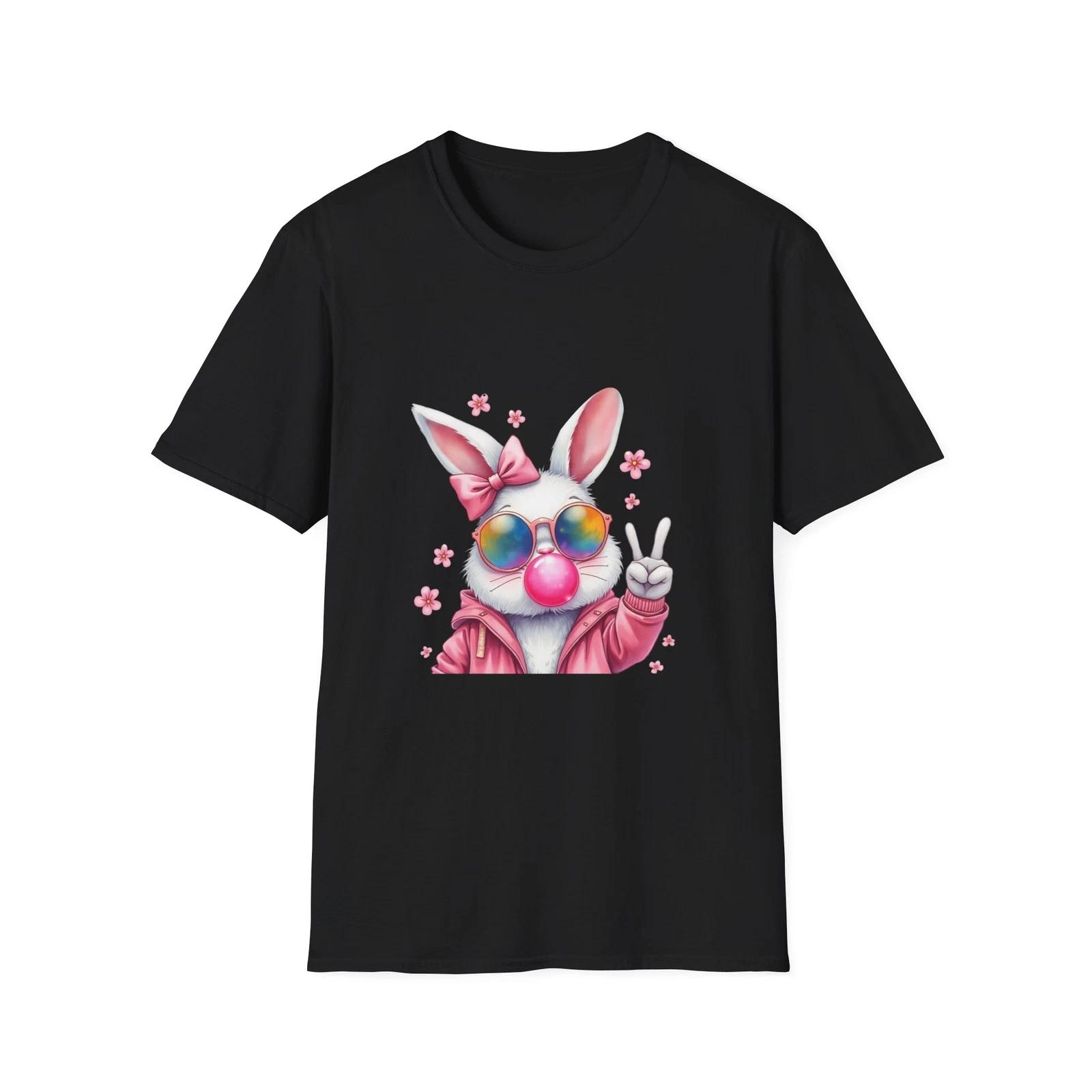 Cute Bunny Graphic T-Shirt, Fun Easter Apparel, Unisex Springwear, Casual 3XL