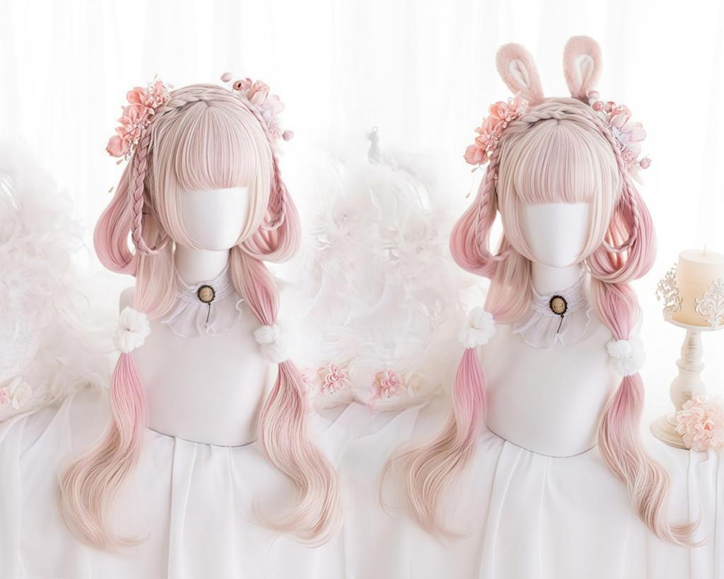 RyuuCos Lolita Wig, Long Hair, Curly, Pink, Gradient, Cosplay, Heat Resistant, Costume, Gift, Event, Halloween, Christmas, School Festival, Cultural