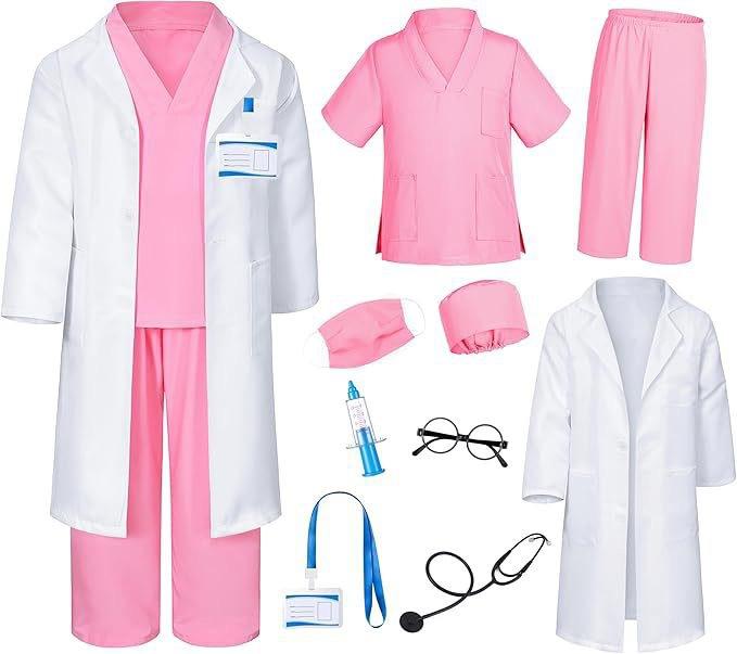 Children Doctor Role Play Set White Coat Nurse Costume Dress Up Pretend Play Toy