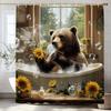 Fun Bathing Bubble Bear Animal Print Shower Curtain, Polyester Shower Curtain With Hooks For Bathroom Decorative Shower Curtain