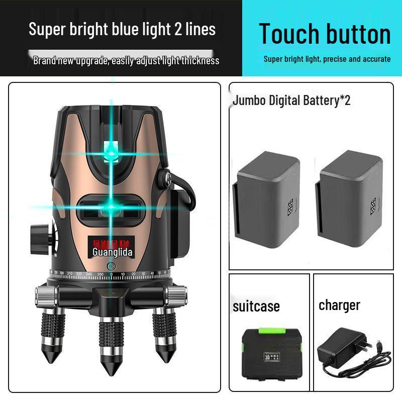 High Precision Outdoor Laser Level with Infrared, Blue, and Green Light - 2, 3 & 5 Lines, Auto-Leveling, Imported LD.