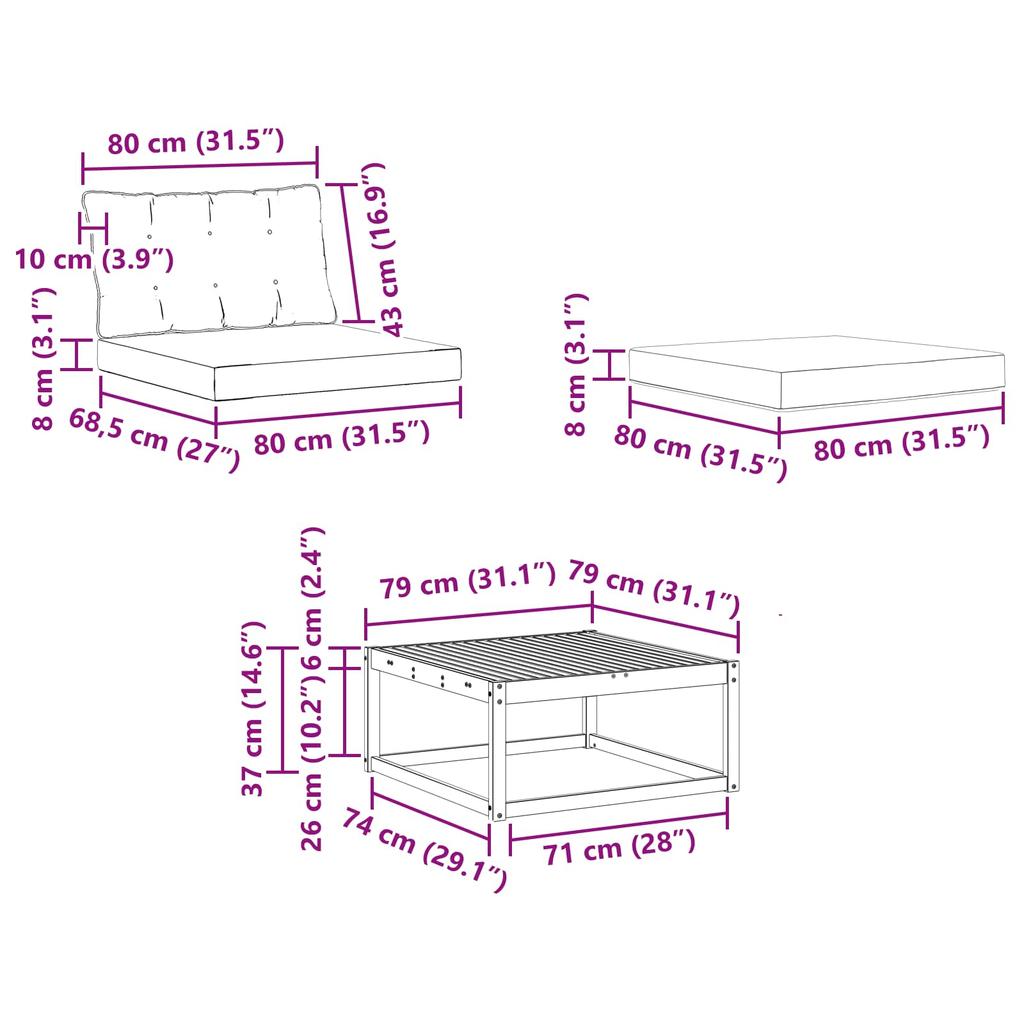 Outdoor Sofa Set 6 Pcs White and Cream