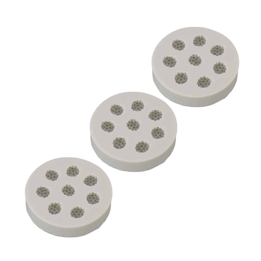 3Pcs Silicone Mold Raspberry Shape Easy Demoulding Flexible Soft Grey Baking Mold for DIY Cake Fondant Chocolate