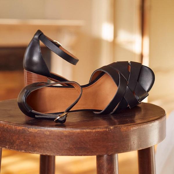 New European and American Style High Heel Thick Heel Buckle Roman Sandals Large Size Sandals