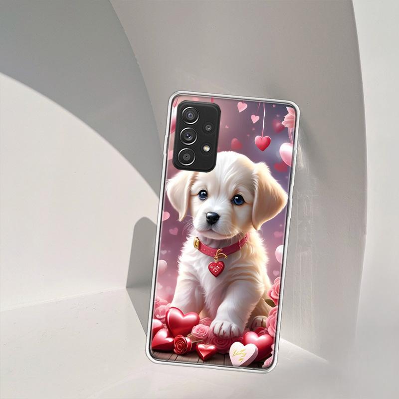 Lovely Puppy Heart Dogs Phone Case for Samsung A54 A57 A37 A17 A14 A15 A12 A24 A34 A55 A35 A25 A52S A07 A05S A04S A22 A32 A72 Ga