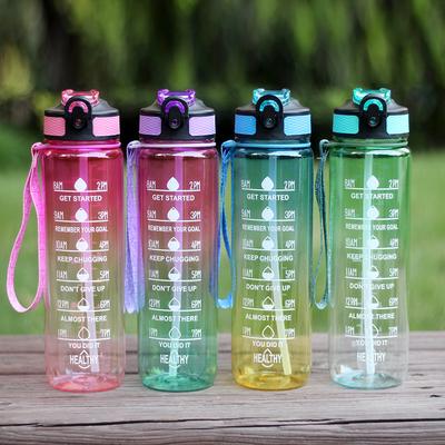 Cană cu apă de capacitate mare de 1000 ml cu mâner, gură dreaptă, capac cu arc, ceașcă spațială, ceașcă cu apă din plastic, ceașcă cu apă pentru sport în aer liber