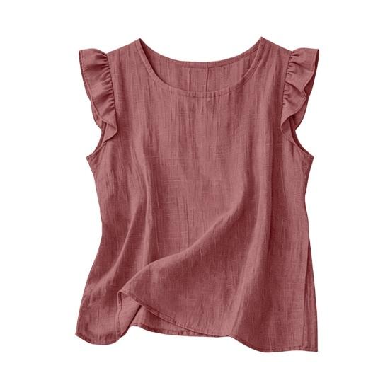 Women Tops Loose Fit Ruffle Sleeve Vest M