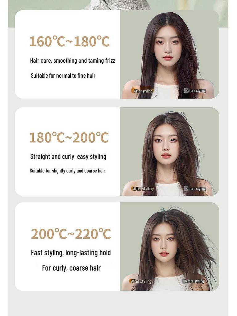 Cross-border Mini LCD Hair Straightening & Curling Comb - Dual-Use Negative Ion Splint for Damage-Free Styling