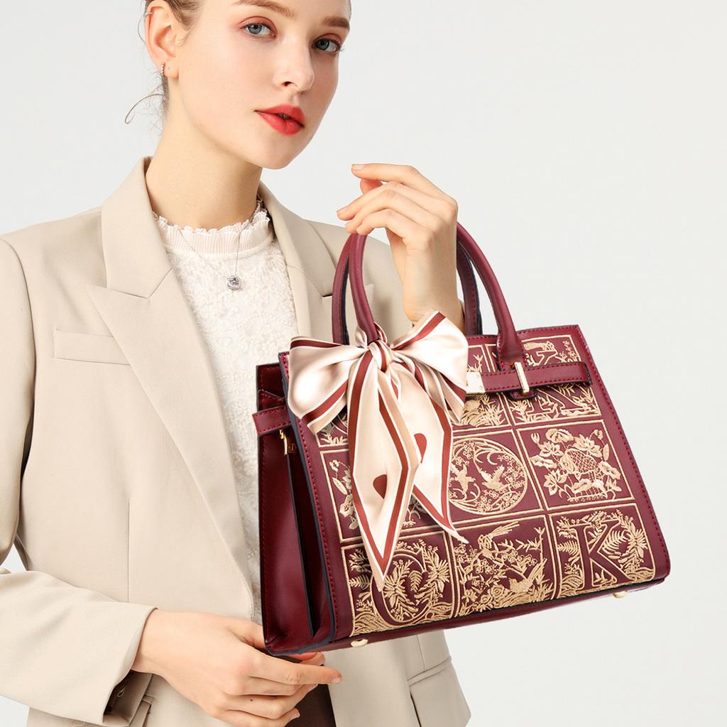 Bolsa de Mão Bordada Feminina Noiva Bolsa de Casamento Atmosférica Grande Capacidade Bordado Para Presente de Aniversário da Mãe