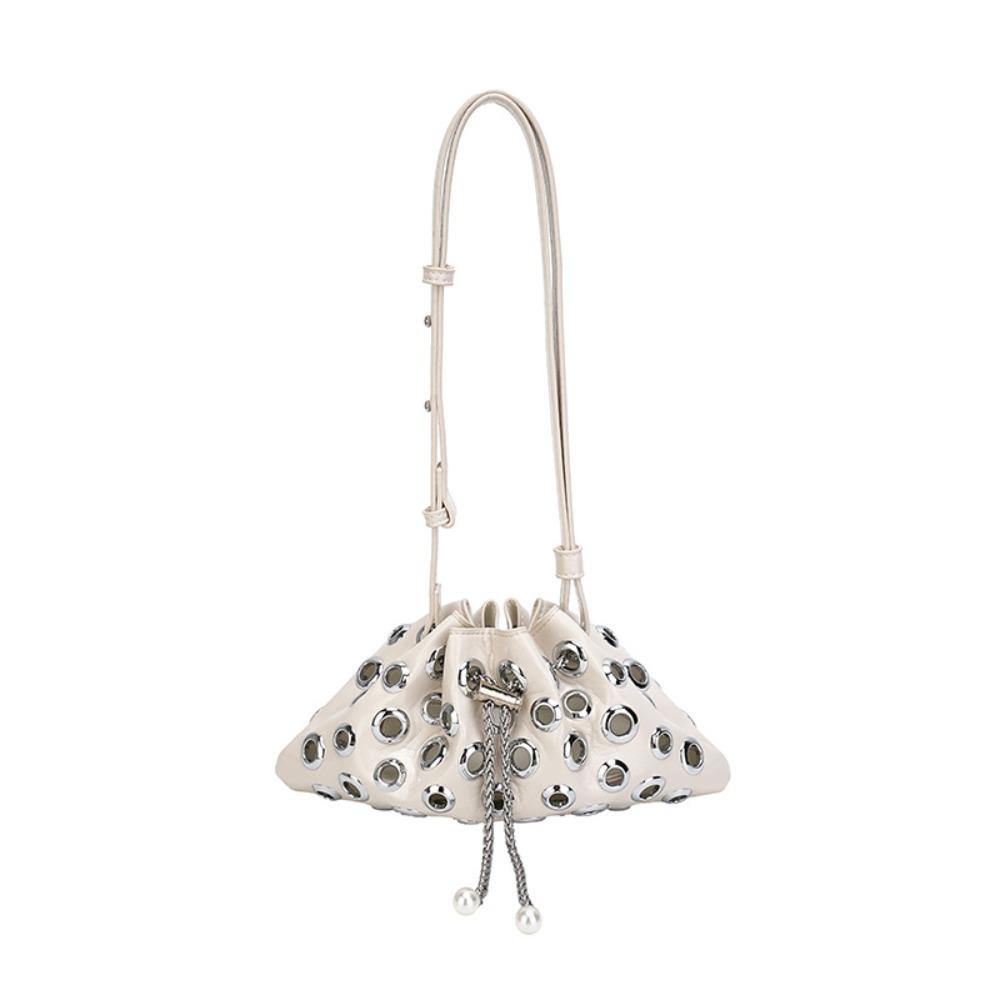 Metal Stud Rivet Shoulder Bag Spicy Girl Drawstring Crossbody Bag Simple Y2k Underarm Bag  Daily