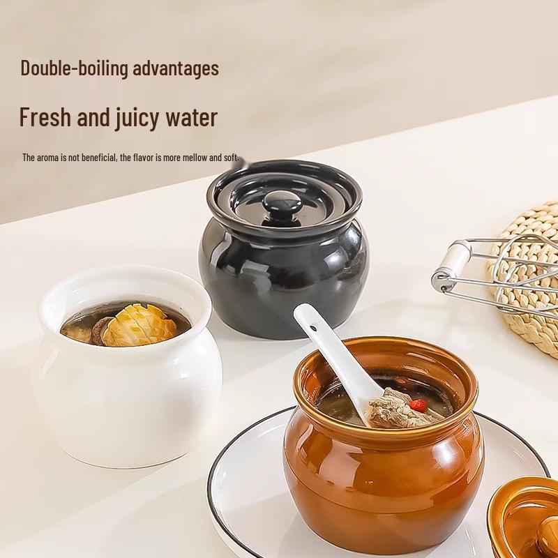 Single-Serving Ceramic Clay Stew Pot - Food Grade Double Boiler for Household Soup and Stew