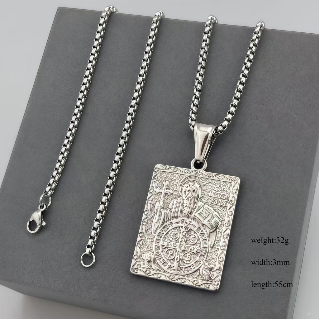 Men's Priest Dog Tag Pendant Necklace