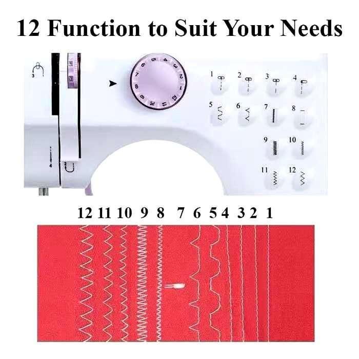 12 Needle Portable Sewing Machine Mini Electric Household Manual Repair Sewing Pressing Foot Pedal Beginner