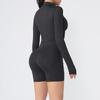Summer Autumn Scrunch Gym Jumpsuit Women's Fitness Long Sleeve Shorts Suit Sports Overalls Woman Tracksuit Yoga Clothing Zipper Workout Sportswear