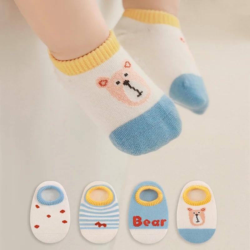 4Pairs/Set Newborn Baby Boat Socks For Girls Boys Summer Infant Girl Boy Toddler Floor Sock Anti-slip 0-4Y Children's Socks