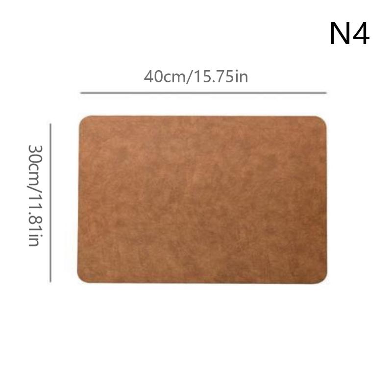 1Pcs Light Luxury Solid Leather Placemat Coffee Brown Pu Table Mat Waterproof Oilproof Heat-Insulated Plate Bowl Pad Table Decor