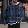Men's Casual Pullover With Pockets Long Sleeve Plaid Hooded Tops
