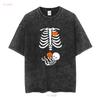 Halloween Skelett Schwangerschaft T-Shirt Mutterschaft Schwangerschaft Outfit lange oder kurze Ärmel Vintage gewaschen Unisex