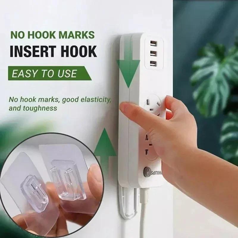 New Double Sided Adhesive Hook Strong and Transparent No Need for Punching Wall Storages Insertion Storage Household Organizer