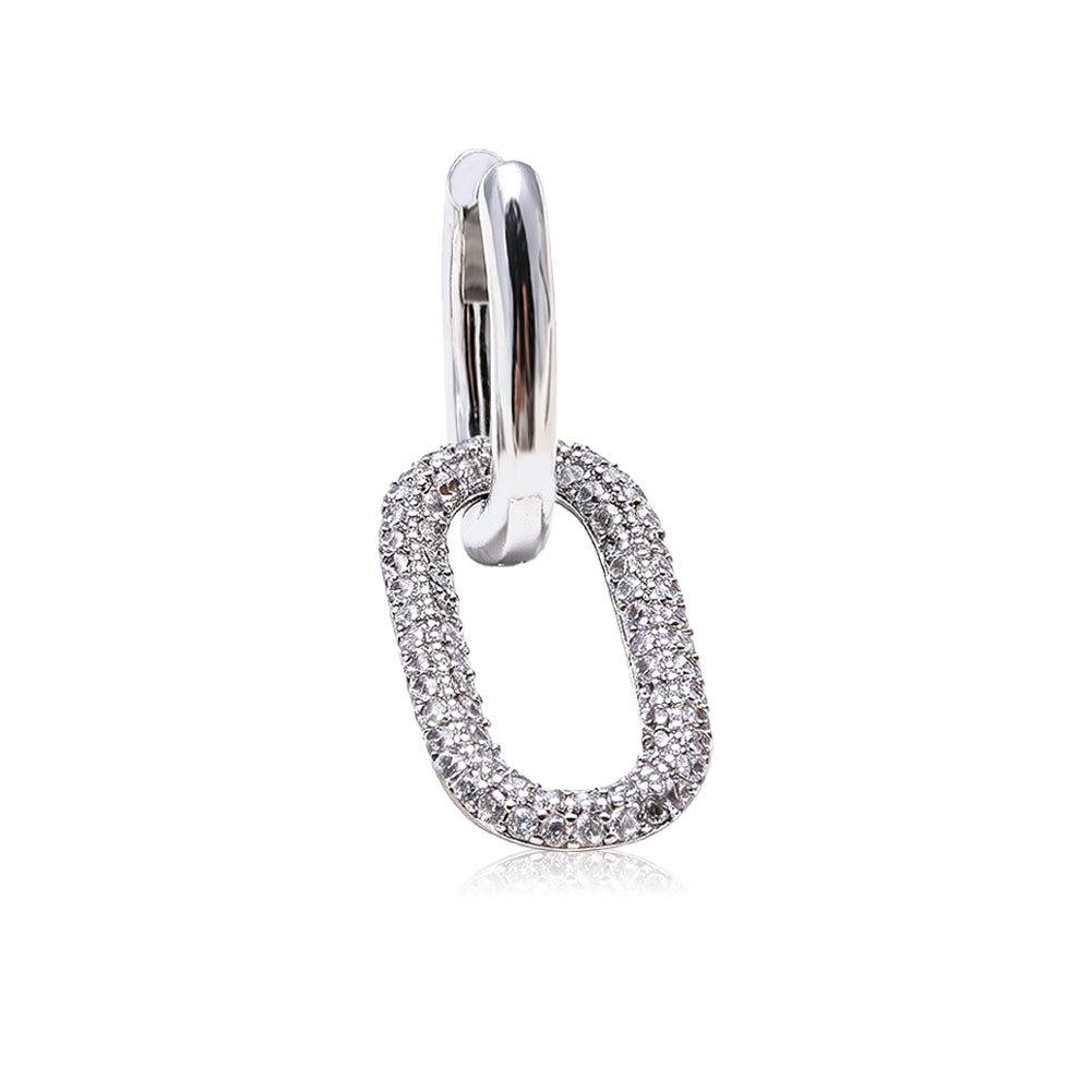 18K Gold Plated Geometric Hoop Earrings with Zircon Crystals