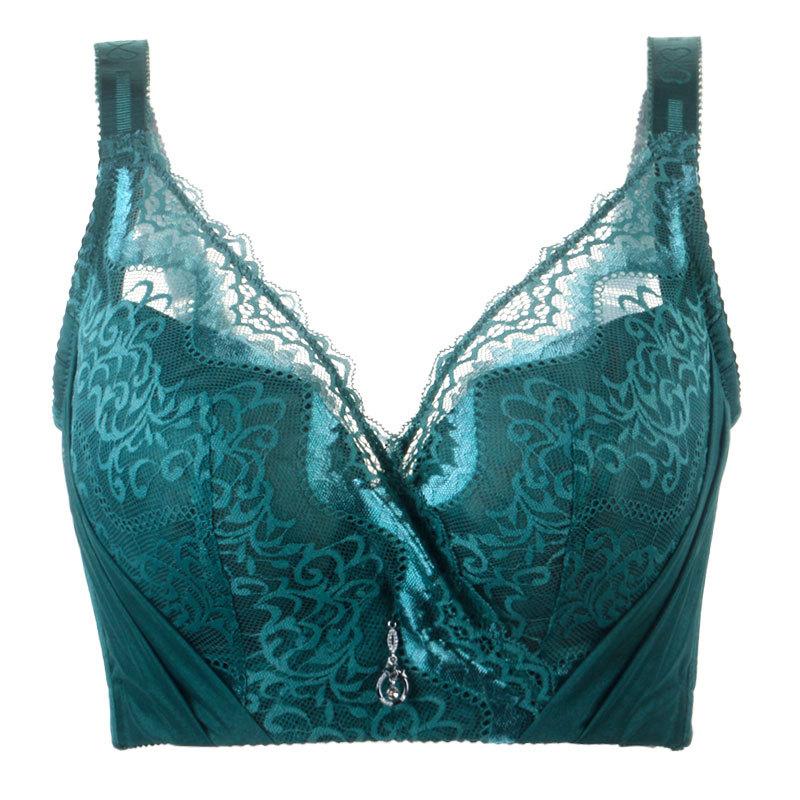 

Сексуальный кружевной бюстгальтер с полным покрытием, нижнее белье больших размеров, женский бюстгальтер DE Cup 48/110C зелёный