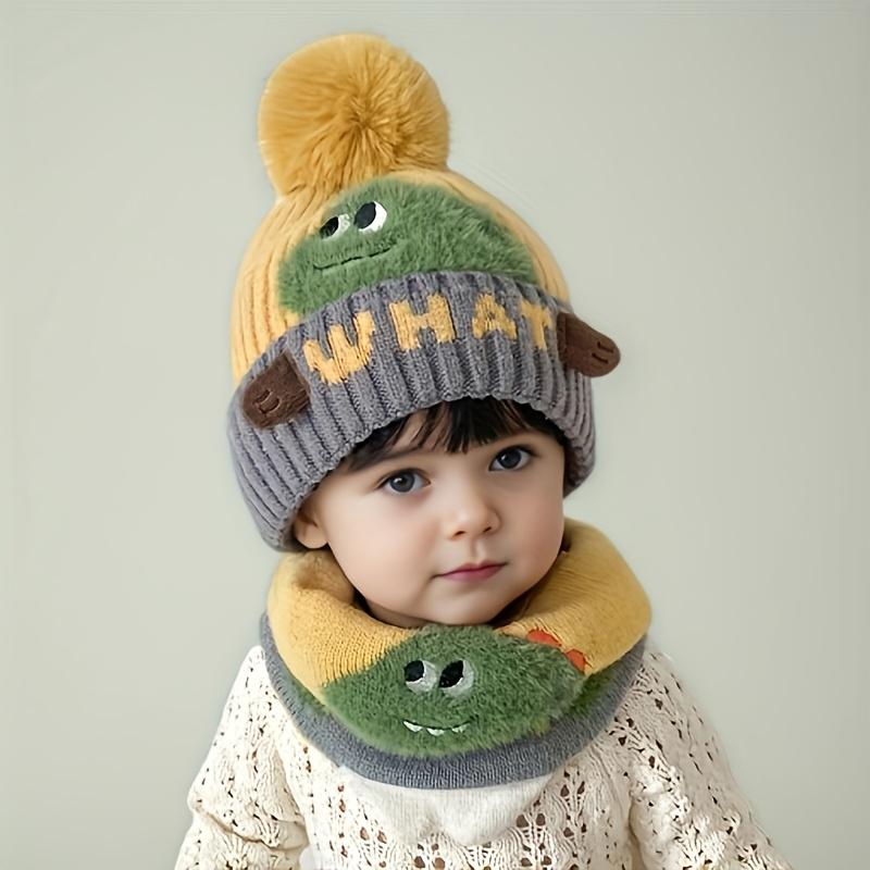 

Hat Autumn and Winter Youngsters s Thickened Warm Ear Protection Hat Scarf Windproof and Cold-proof Hooded Hat 3-8 Years Old 3-8 kid (48-54cm)