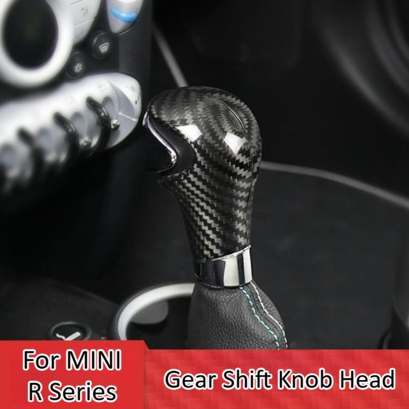 For MINI R Series Real Carbon Fiber Gear Shift Knob Head Cover Trim Panel Sticker Car Interior Mouldings Styling Accessories Kit
