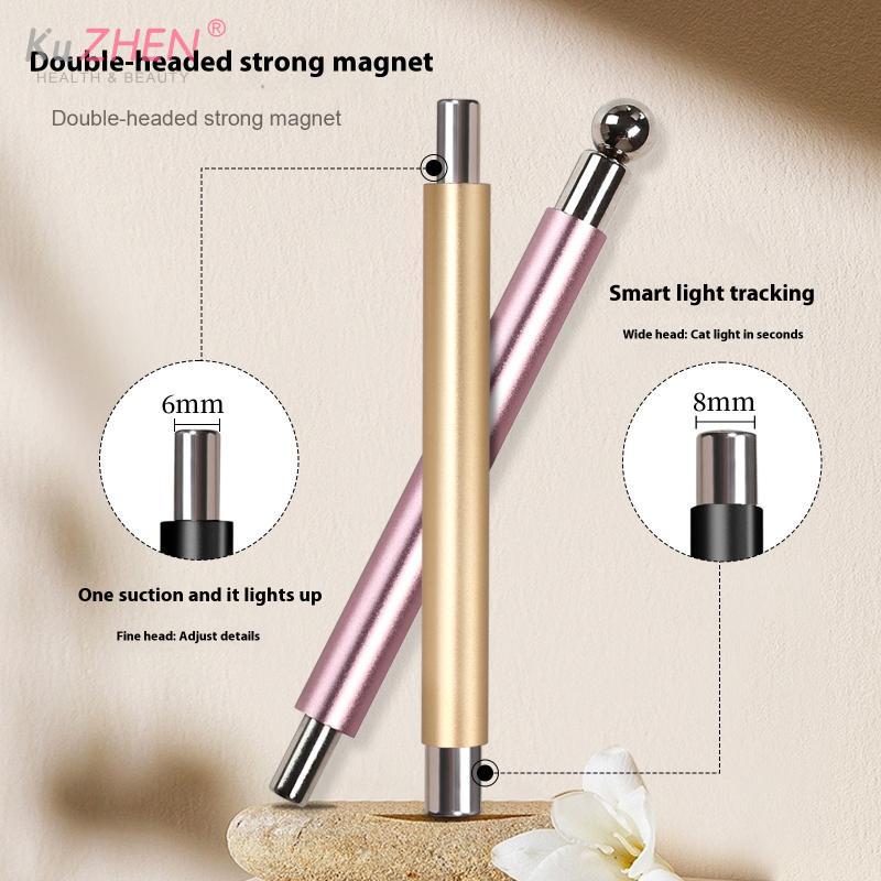 Oboustranná magnetická tyčinka pro kočičí oko na nehty s ocelovými kuličkami, super silný magnet na gel lak, manikúrní magnetické nástroje