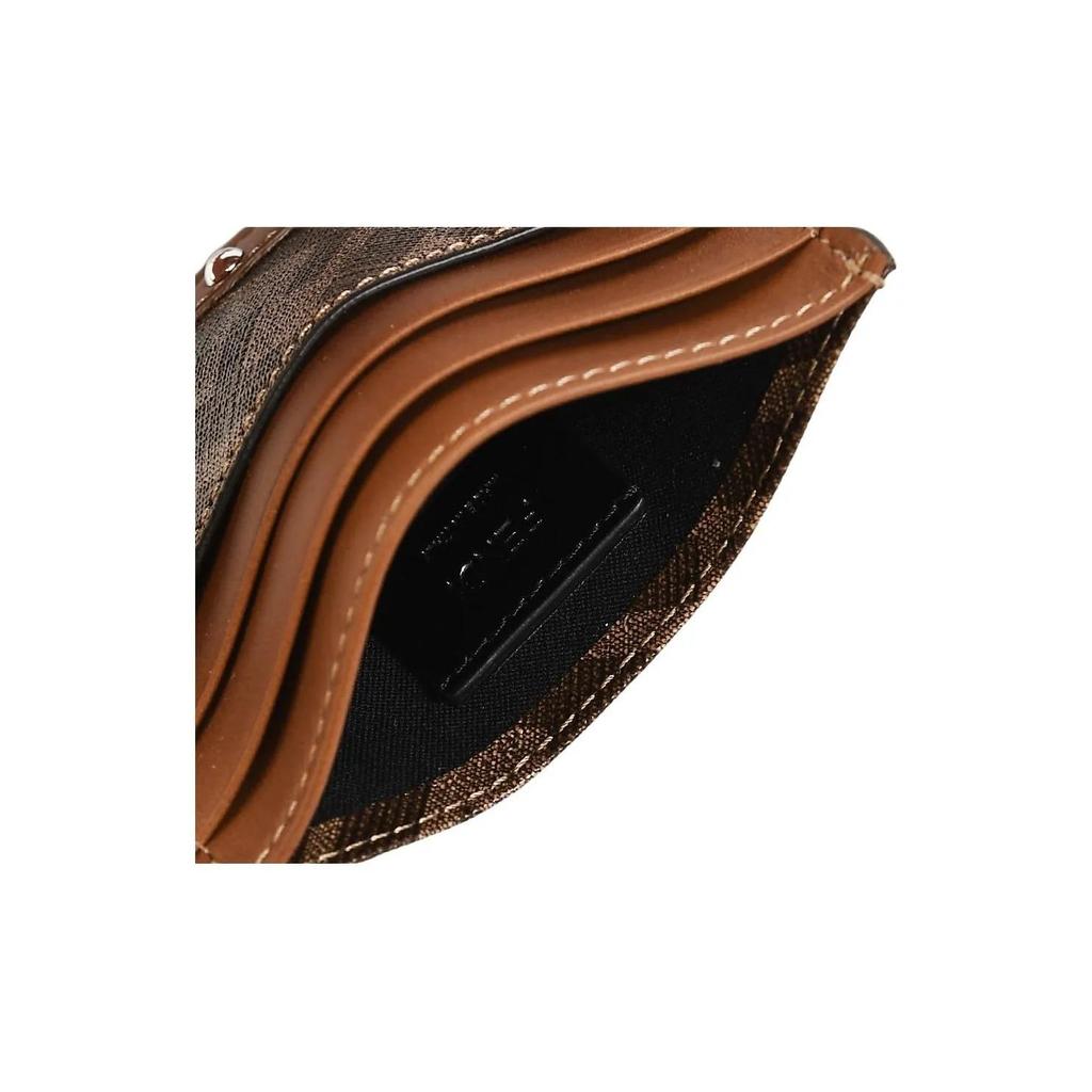 FENDI FF Monogram Canvas Card Holder Unisex Couple's Style Brown
