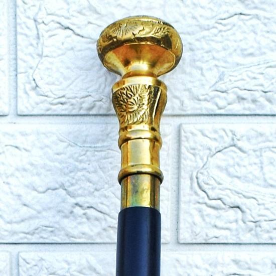 93.98cm Cane Solid Head Wooden Walking Stick Designer Christmas Gift For Him