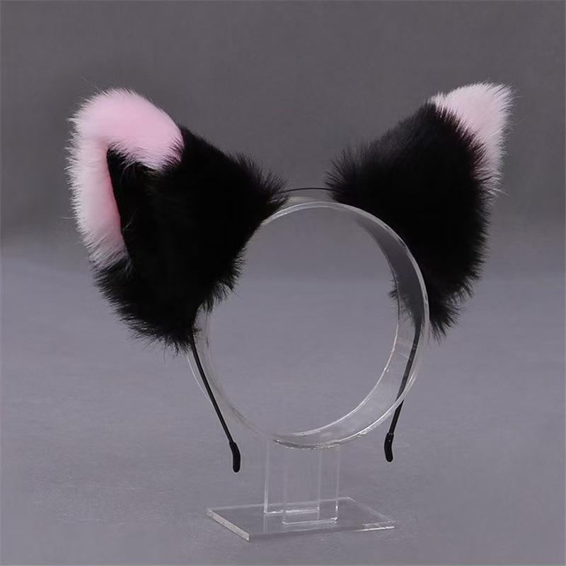Diadema y pinzas con orejas de animales: Gato, zorro, perro lobo con cascabeles: accesorios para el cabello de cosplay para mujeres.