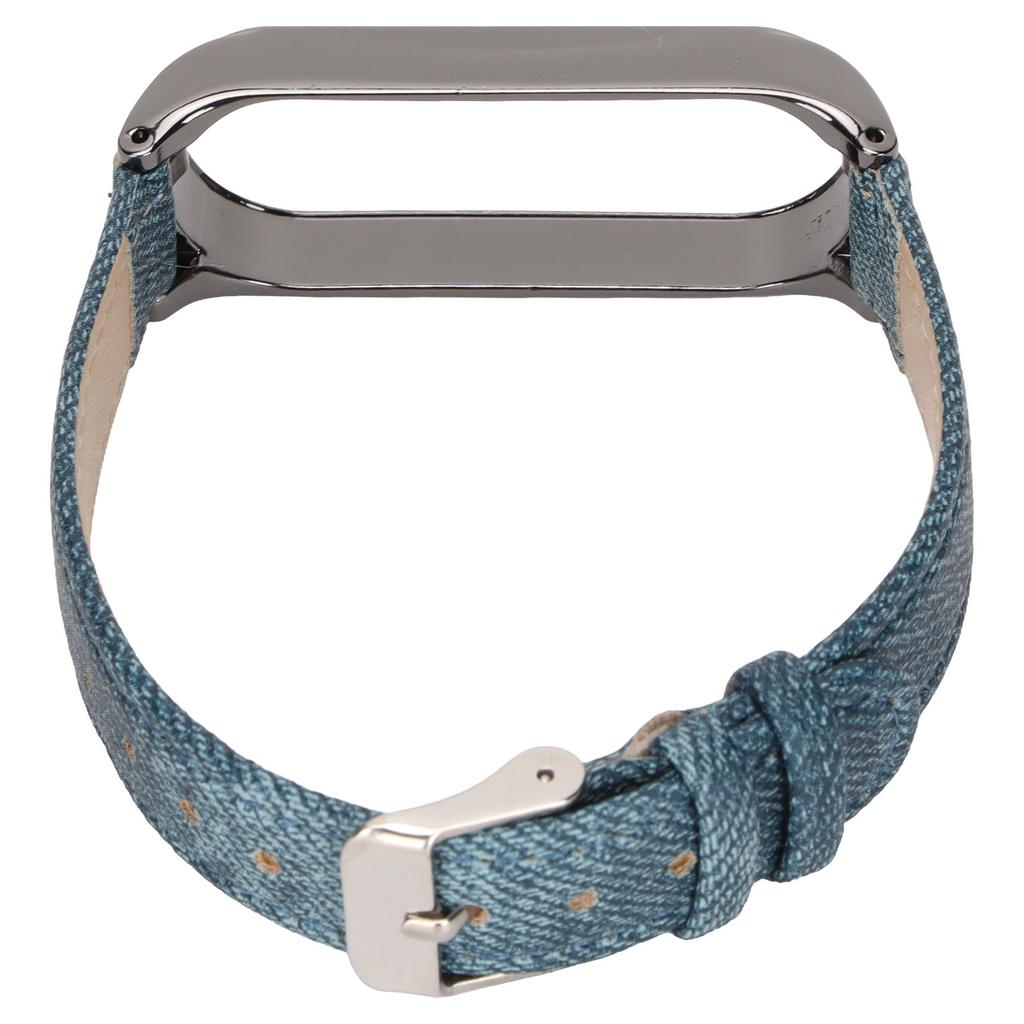 Denim Pattern Watch Bands Retro Wrist Straps Replacement for Xiaomi Mi Band 6 NFC Buckle StyleBlue