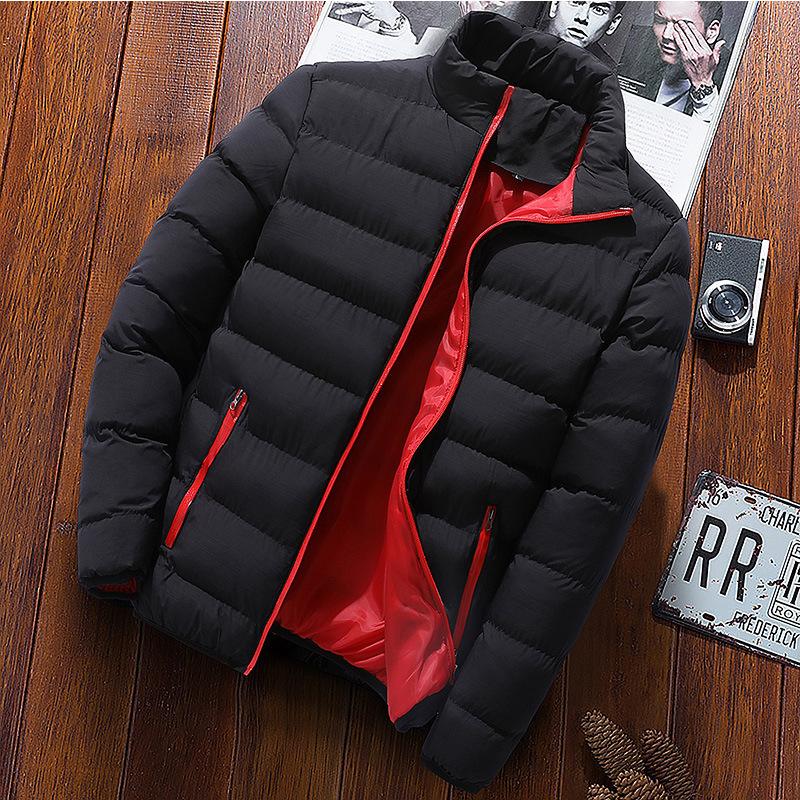 

Men s Black & Red Puffer Jacket Stand Collar Warm Winter Coat Cardigan M чорний