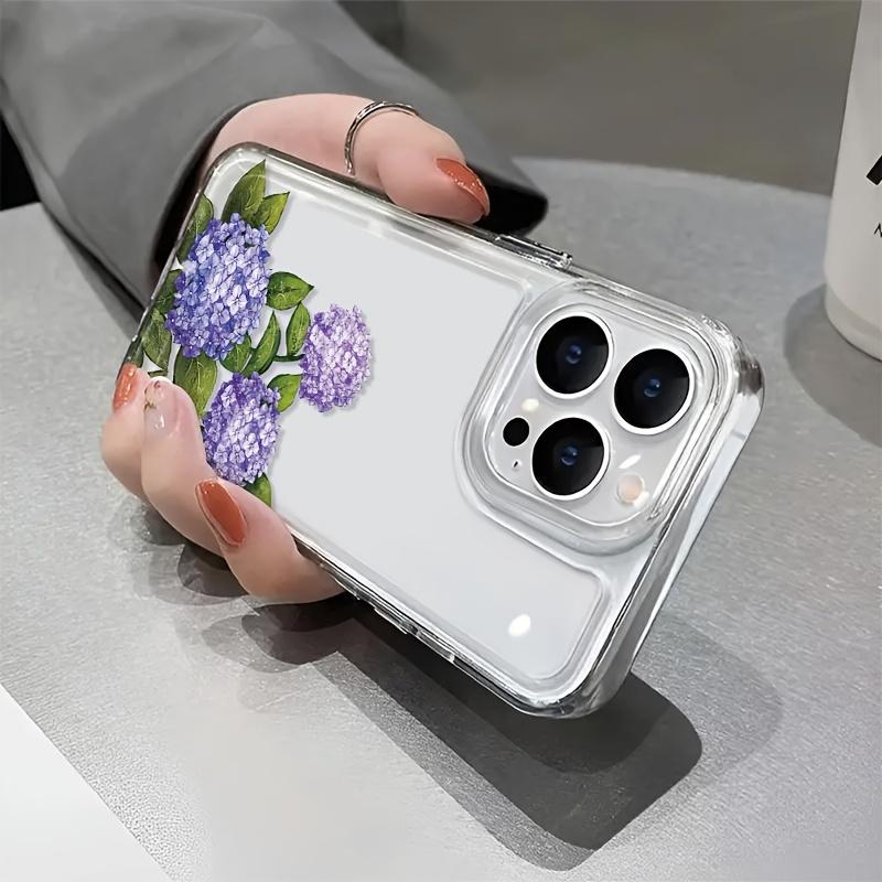 Purple Embroidered Ball Pattern Transparent Phone Case Suitable for iPhone 17 16 15 14 13 12 11 Pro/Max/Plus Anti Drop